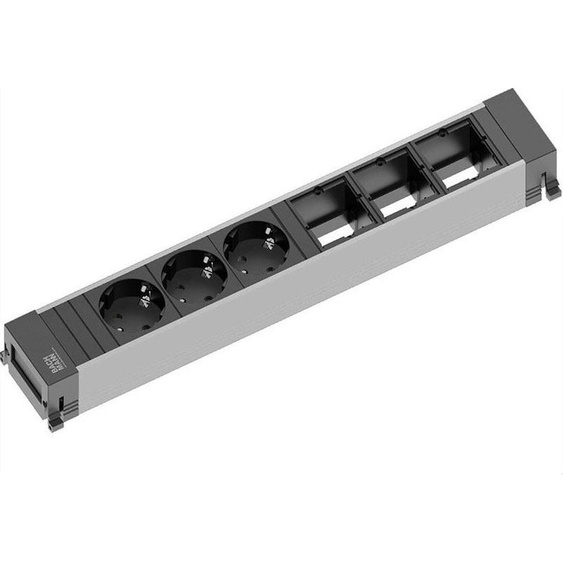 Bachmann POWER FRAME - Bâti de prises - entrée, entrée GST18i3 - raccords de sortie : 3 (type F) - cordon de 10cm - noir, aluminium anodisé (916.007)