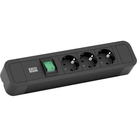 BACHMANN PRIMO2 Multiprise 3x contact de protection, aluminium, interrupteur, noir, 2 m