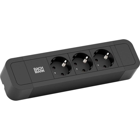 BACHMANN PRIMO2 Steckdosenleiste 3x Schutzkontakt, Aluminium, schwarz, 2 m