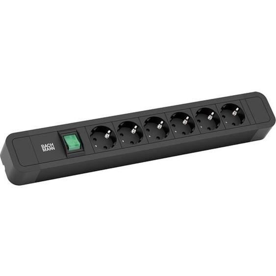BACHMANN PRIMO2 Steckdosenleiste 6x Schutzkontakt, Aluminium, Schalter, schwarz, 2 m