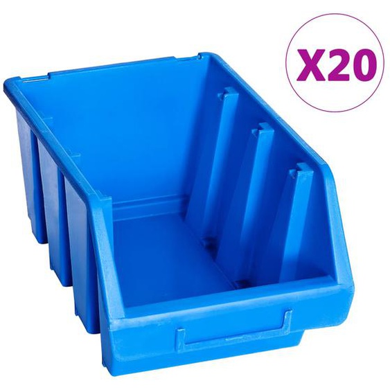 Bacs de rangement empilables 20 pcs bleu plastique