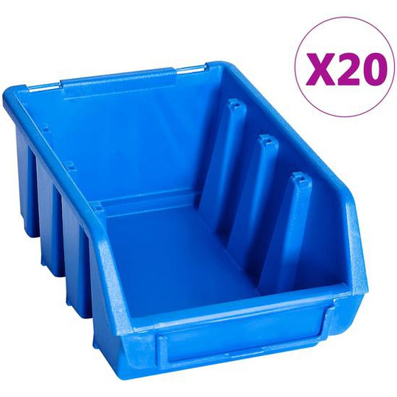 Bacs de rangement empilables 20 pcs bleu plastique