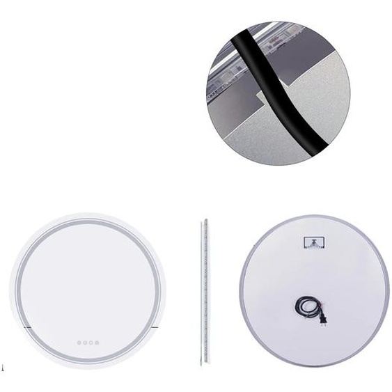 Badez mirrors LED ronds, rétroéclairage RGB, capteur tactile , 23,6x23,6 pouces