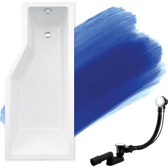 BADLAND Baignoire dangle Integra DROITE 150x75 avec paroi en verre, bonde et pieds S sans habillage