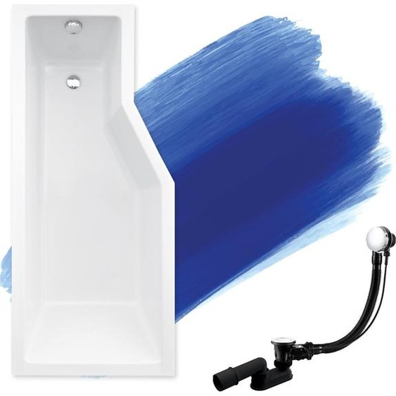 BADLAND Baignoire dangle Integra GAUCHE 150x75 avec paroi en verre, bonde et pieds S sans habillage