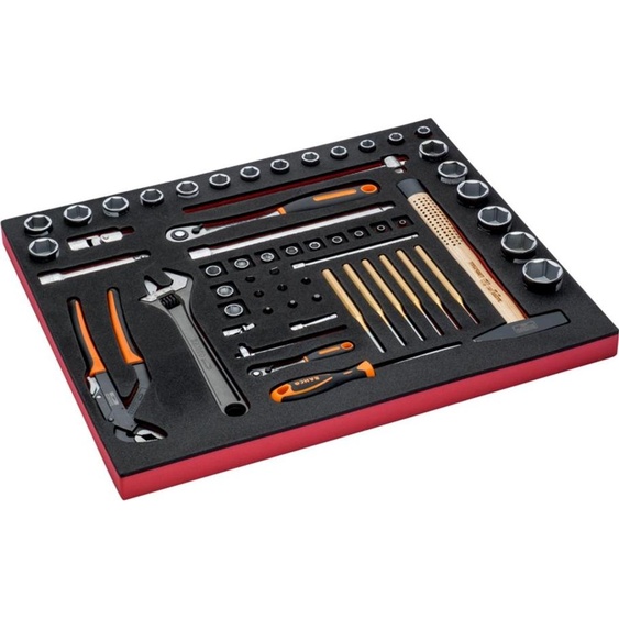 Bahco Fit&Go 3/3 Mousse de rangement avec jeu doutils Douilles et outils de frappe - 60 pcs.