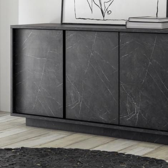 Bahut design marbre noir 4 portes - Ercole