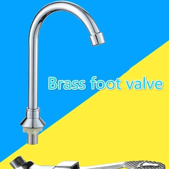 BAIDAIMODENG Robinet à pied en laiton, laboratoire dhôpital, usine alimentaire, bassin, Valve de pied, robinet à pied froid unique, robinet deau de cuisine