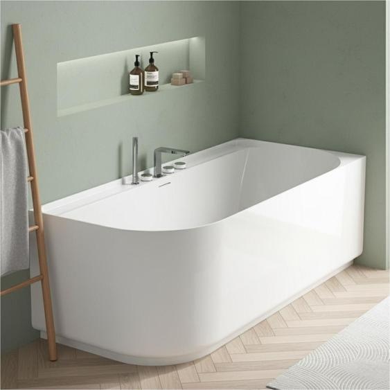 Baignoire acrylique Lucite EQUINOXE semi-îlot blanche 170cm - Angle droit