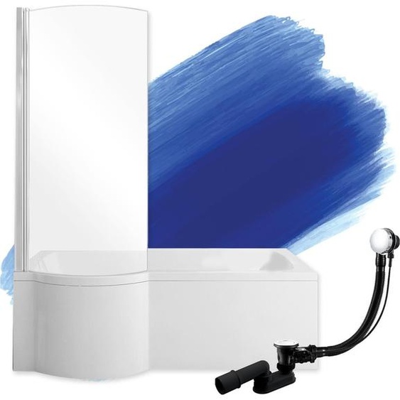 Baignoire BADLAND rectangulaire Inspiro GAUCHE 170x70 avec paroi en verre, pieds et vidage sans habillage