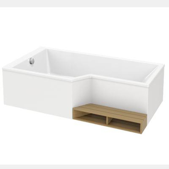 Baignoire bain douche 150 x 80 cm Neo blanc brillant gauche