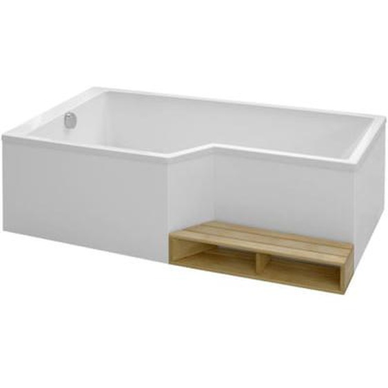 Baignoire bain douche 150 x 80 cm Neo blanc mat gauche
