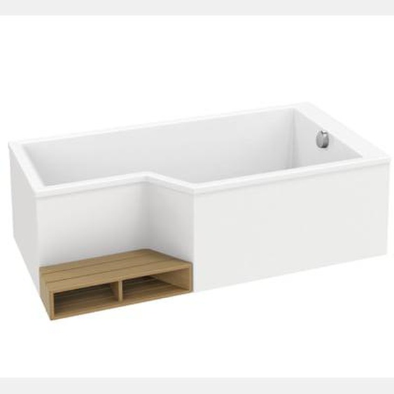 Baignoire bain douche 160 x 90 cm Neo blanc brillant droite