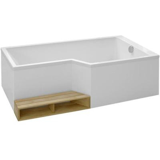 Baignoire bain douche 180 x 90 cm Neo blanc mat droite
