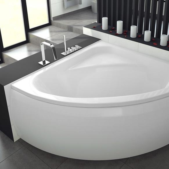 Baignoire dangle 148x148 avec tablier acrylique, vidage et pieds S | Set complet 4in1 baignoire originale acrylique siphon | BADLAND LUKSJA