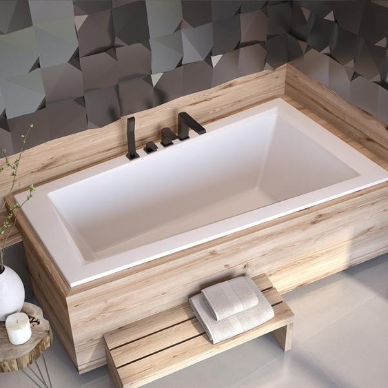 Baignoire dangle 160x90 droite avec revêtement en polystyrène, écoulement & pieds S | Set complet 4in1 baignoire originale acrylique | BADLAND INTIMA SLIM