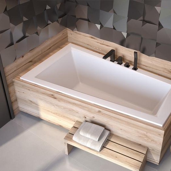 Baignoire dangle 160x90 gauche avec revêtement en polystyrène, écoulement & pieds S | Set complet 4in1 baignoire originale acrylique | BADLAND INTIMA SLIM