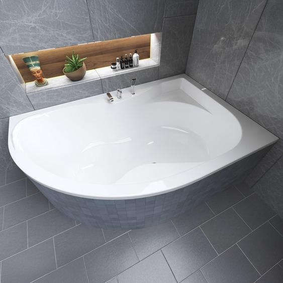 Baignoire dangle 170x110 droite avec revêtement en polystyrène, écoulement & pieds S | Set complet 4en1 baignoire originale acrylique siphon | BADLAND DORA