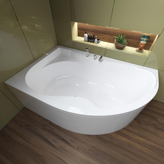 Baignoire dangle 170x110 gauche avec tablier acrylique, bonde & pieds S | Set complet 4en1 baignoire acrylique originale siphon | BADLAND DORA