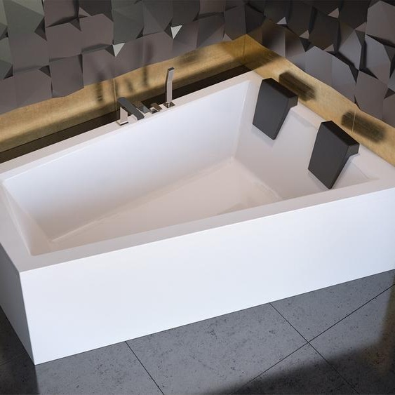 Baignoire dangle 180x125 droite avec tablier acrylique, bonde & pieds S | Set complet 5en1 baignoire originale acrylique siphon | BADLAND INTIMA