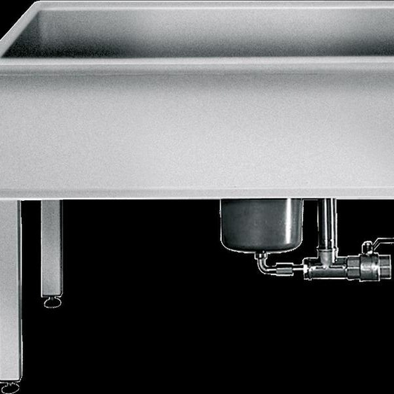 Baignoire de chantier KWC, modèle SIRIUS, en acier inoxydable, dimensions 2000 x 800 x 600 mm, forme en U, avec système de rétention des boues