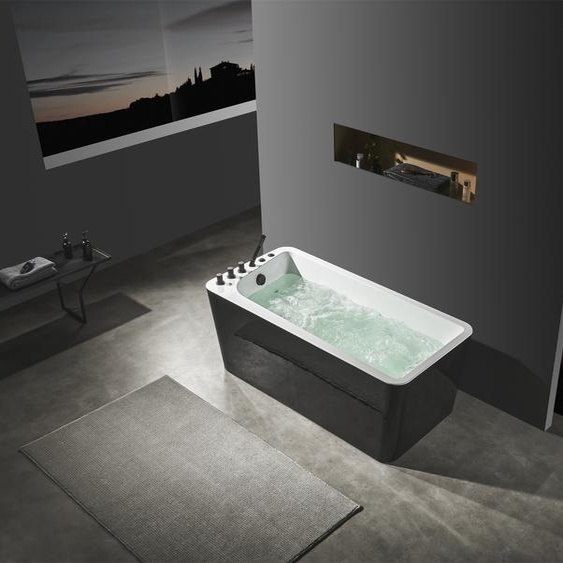 Baignoire de luxe noire blanche Baignoires 170x80 avec robinetterie complète