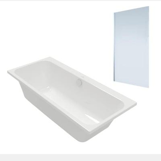 Baignoire droite Architectura 180 x 80 cm Blanc + Pare Bain gauche AURYS Mist 1 chromé