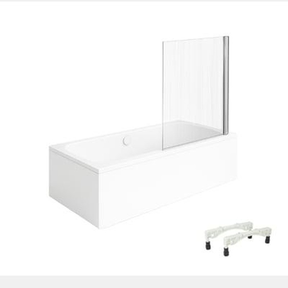 Baignoire droite Architectura avec pieds 150 x 70 cm Blanc + Pare bain droite AURYS Raywall chromé