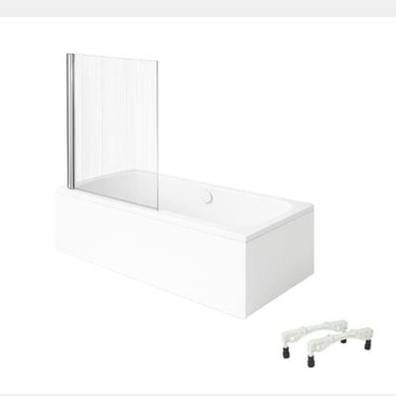 Baignoire droite Architectura avec pieds 150 x 70 cm Blanc + Pare bain gauche AURYS Raywall chromé