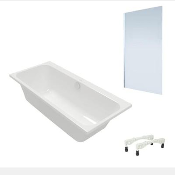 Baignoire droite Architectura avec pieds 170 x 75 cm Blanc + Pare Bain gauche AURYS Mist 1 chromé