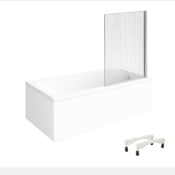 Baignoire droite Architectura avec pieds acrylique 150 x 70 cm  + Pare bain droite AURYS Raywall chromé