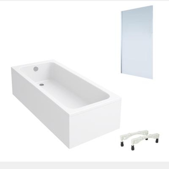 Baignoire droite Architectura avec pieds acrylique 150 x 70 cm  + Pare bain gauche AURYS Mist 1 chromé