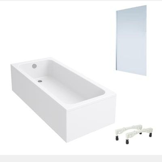 Baignoire droite Architectura avec pieds acrylique 160 x 70 cm  + Pare bain gauche AURYS Mist 1 chromé