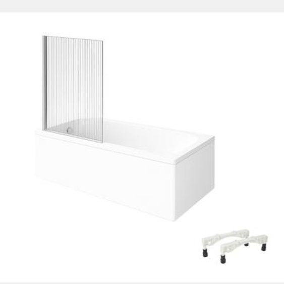 Baignoire droite Architectura avec pieds acrylique 170 x 70 cm  + Pare bain gauche AURYS Raywall chromé