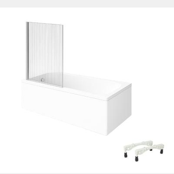 Baignoire droite Architectura avec pieds acrylique 170 x 75 cm  + Pare bain gauche AURYS Raywall chromé