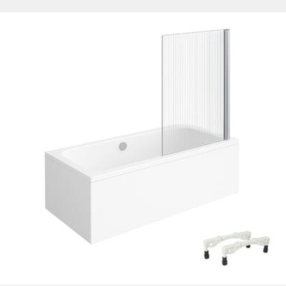 Baignoire droite Architectura avec pieds acrylique 170 x 80 cm  + Pare bain droite AURYS Raywall chromé