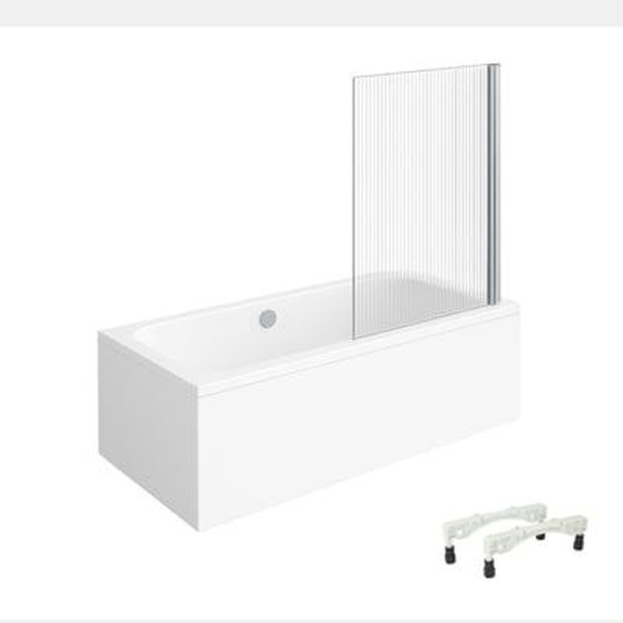 Baignoire droite Architectura avec pieds acrylique 180 x 80 cm  + Pare bain droite AURYS Raywall chromé