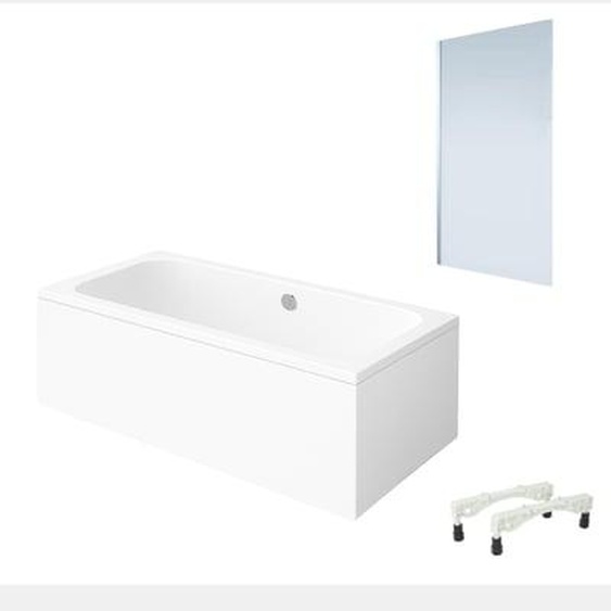 Baignoire droite Architectura avec pieds acrylique 180 x 80 cm  + Pare bain gauche AURYS Mist 1 chromé