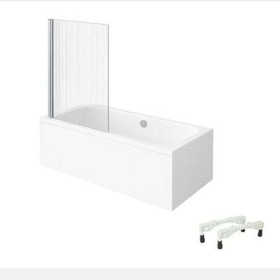 Baignoire droite Architectura avec pieds acrylique 180 x 80 cm  + Pare bain gauche AURYS Raywall chromé