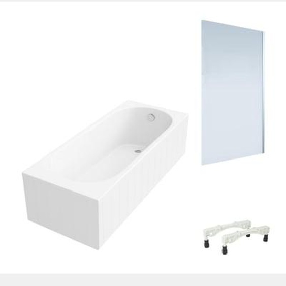 Baignoire droite avec pieds 170x70cm O.Novo + Pare bain droite AURYS Mist 1 chromé