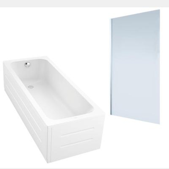 Baignoire droite D-Code 1700x700mm + Pare Bain gauche AURYS Mist 1 chromé