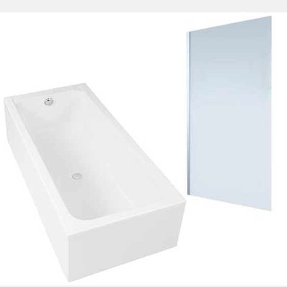 Baignoire droite D-Code 1800x800mm  + Pare bain droit AURYS Mist 1 chromé