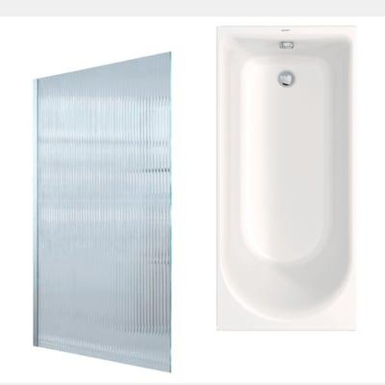 Baignoire droite D-Neo 1600x700mm+ Pare bain gauche AURYS Raywall chromé