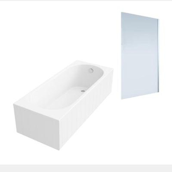 Baignoire droite O.Novo 170x70cm Blanc  + Pare bain droite AURYS Mist 1 chromé