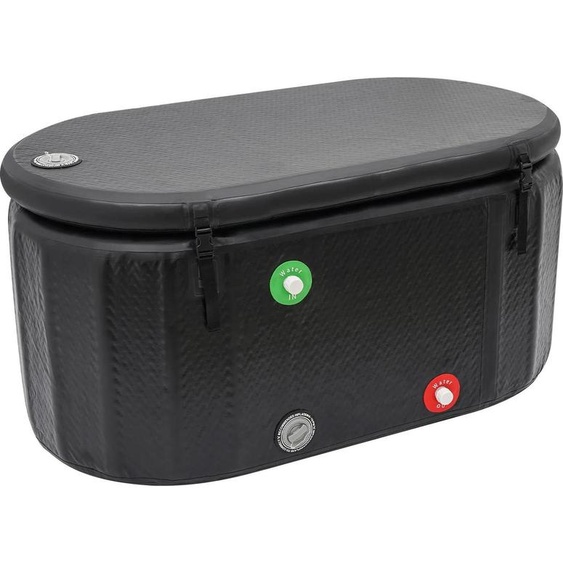 Baignoire gonflable - Baignoire portable pour bains chauds et froids - Volume 370 L - Avec couvercle - PVC épais - Autoportante - Noire