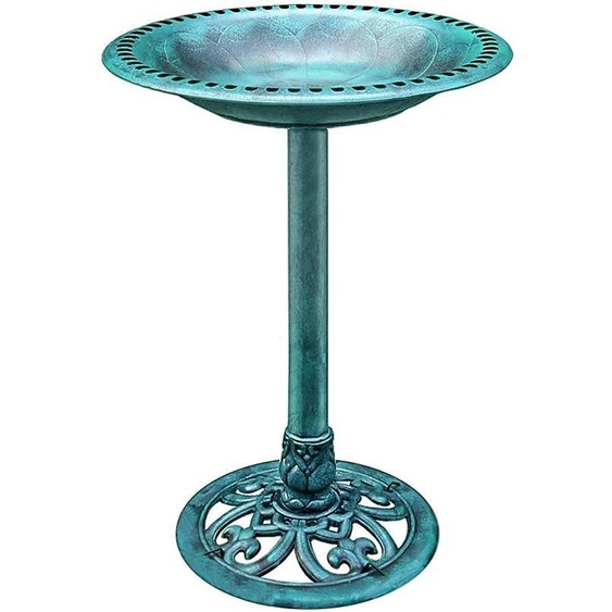 Baignoire pour oiseaux Benzoa® en polyrésine avec patine bronze, résistante aux intempéries, diamètre 50,8 cm – aspect antique, design léger avec socle creux