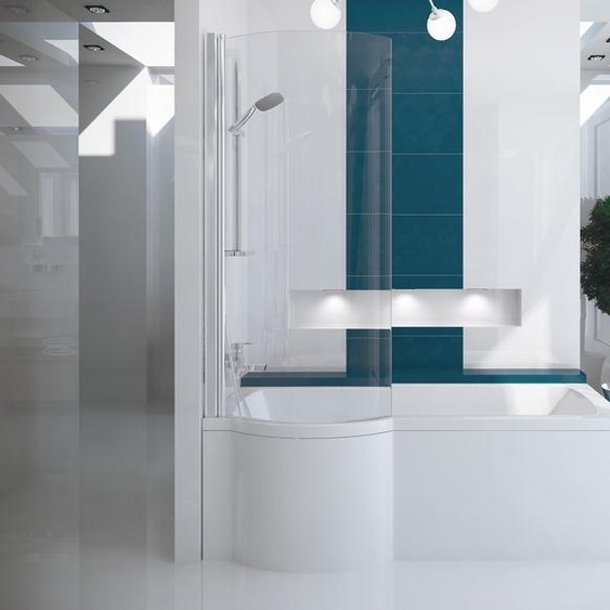 Baignoire rectangulaire 170x70 gauche avec tablier acrylique, vidage et pieds S | Set complet 4en1 baignoire originale acrylique siphon | BADLAND INSPIRO