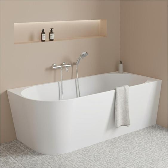 Baignoire semi-îlot MILO en acrylique blanche 150cm - Angle droit