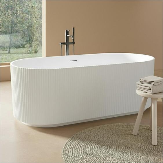 Baignoire STRIA îlot striée en acrylique blanche 170cm