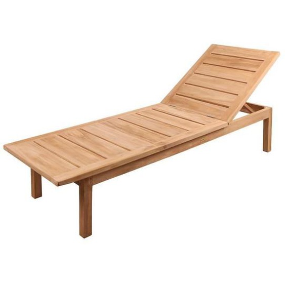 SALENTO - Chaise Longue en Teck Massif - Bain de Soleil - Dossier Inclinable 4 niveaux - Solide et Résistant aux Intempéries - 200